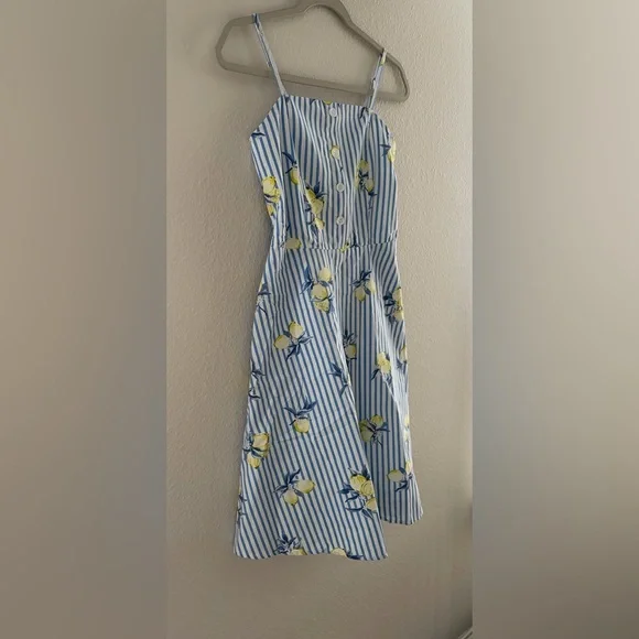Open Style Co Lemon Stripe Sundress Size Medium - Picture 3 of 8